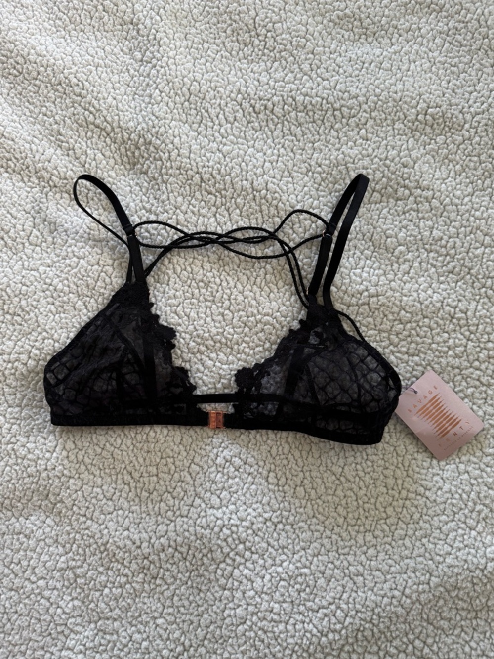 Savage X Fenty Black Lace Strappy Bralette